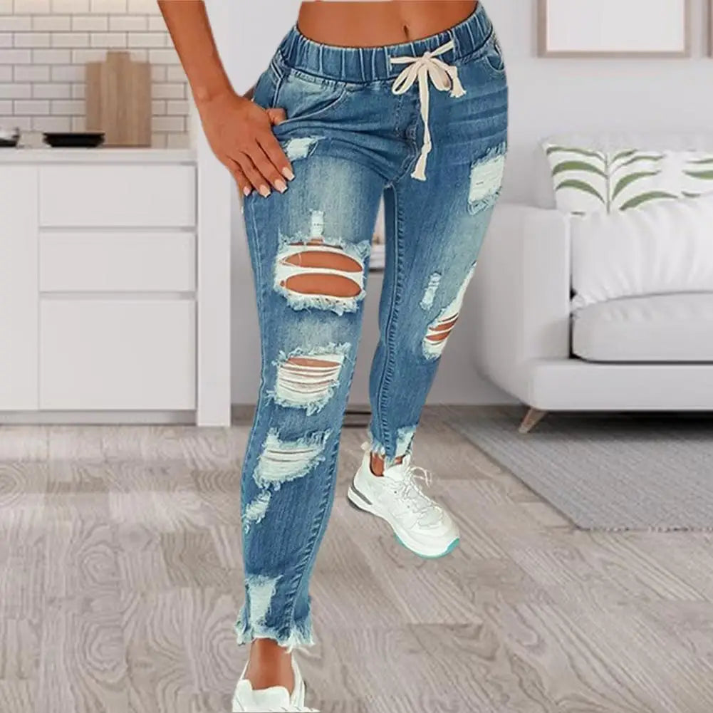 Popular Denim Pants Summer Pure Color All Match Jeans Slim Female Pencil Jeans for Dating